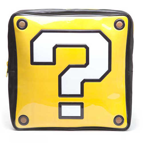 NINTENDO Super Mario Bros. Question Mark Box Shaped Backpack, Yellow/Black