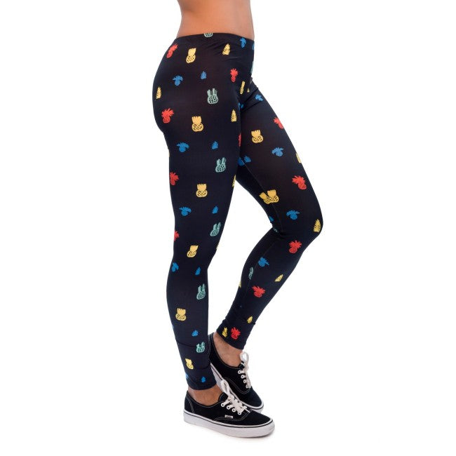 'Little Pineapple Black' Stretchable Women's Leggings Plus Size
