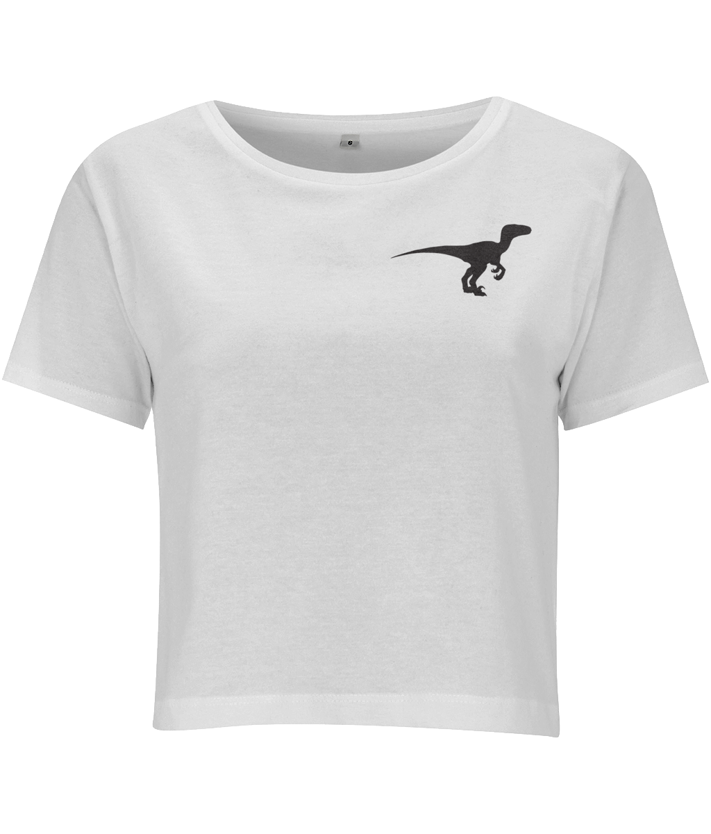 Clever Girl Dino Cropped Jersey T-shirt White