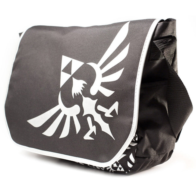 NINTENDO Legend of Zelda Royal Crest Logo Messenger Bag, Black/White