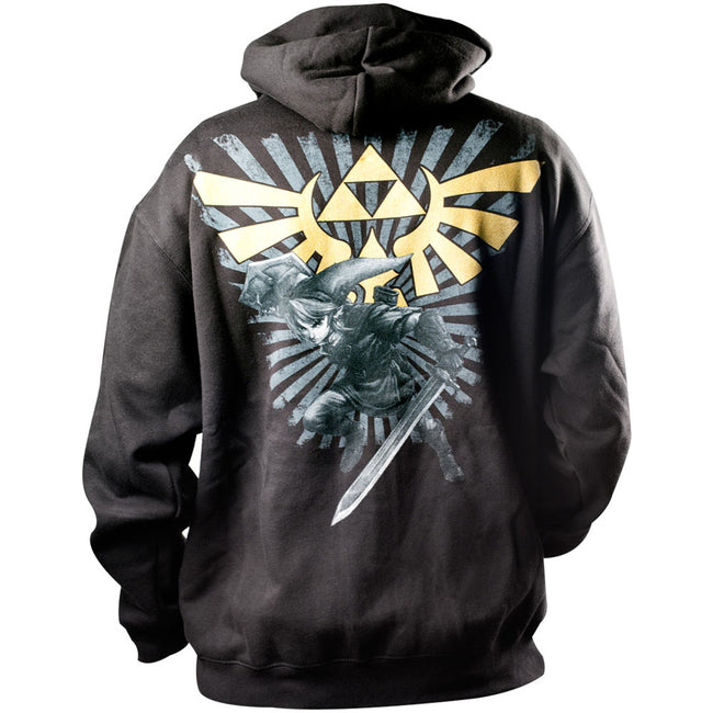 NINTENDO Legend of Zelda Classic Hoodie with Grey/Gold Zelda Back Design