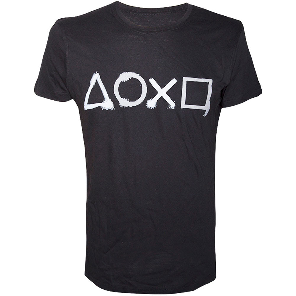 SONY Playstation Spray Painted Buttons Men's T-Shirt, Extra Large, Black (TS240003SNY-XL)