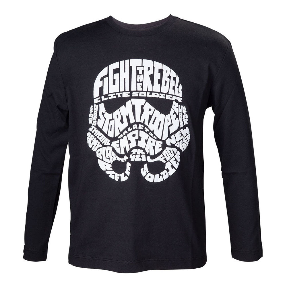 STAR WARS Kids Unisex Stormtrooper Word Play Long Sleeved T-Shirt, 110/116, Black (TSY11991STW-110/116)