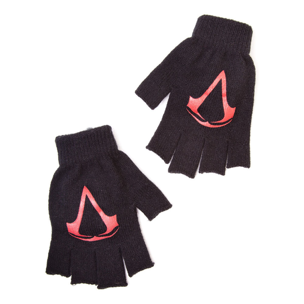ASSASSIN'S CREED Red Brotherhood Crest Fingerless Gloves, One Size, Black