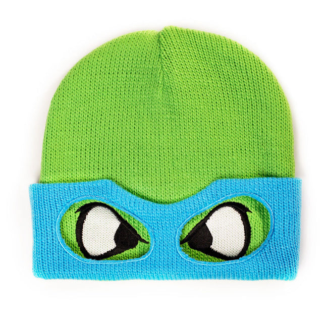 TEENAGE MUTANT NINJA TURTLES (TMNT) Leo Face & Mask Cuffless Beanie, One Size, Green/Blue (KC07QNTMT)