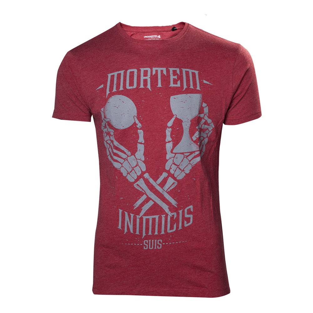 UNCHARTED 4 A Thief's End Men's Mortem Inimicis Suis T-Shirt, Extra Extra Large, Red (TS302040UNC-2XL)