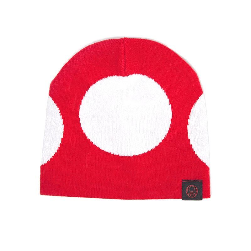 NINTENDO Super Mario Bros. Red Mushroom Cuffless Beanie, One Size, Red/White (KC180211NTN)