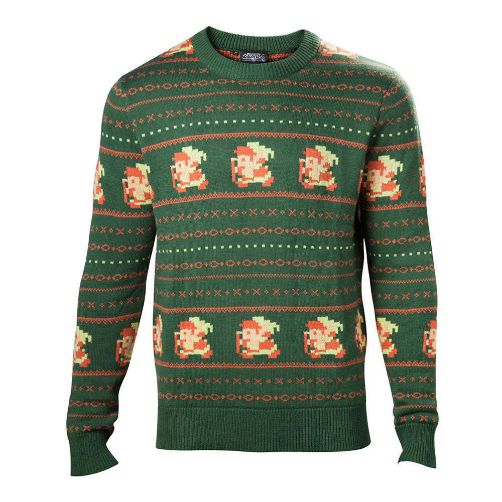 NINTENDO Legend of Zelda Kitted Pixel Link Christmas Sweater
