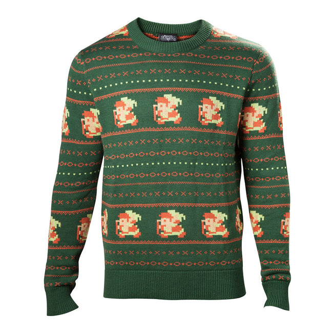 NINTENDO Legend of Zelda Kitted Pixel Link Christmas Sweater