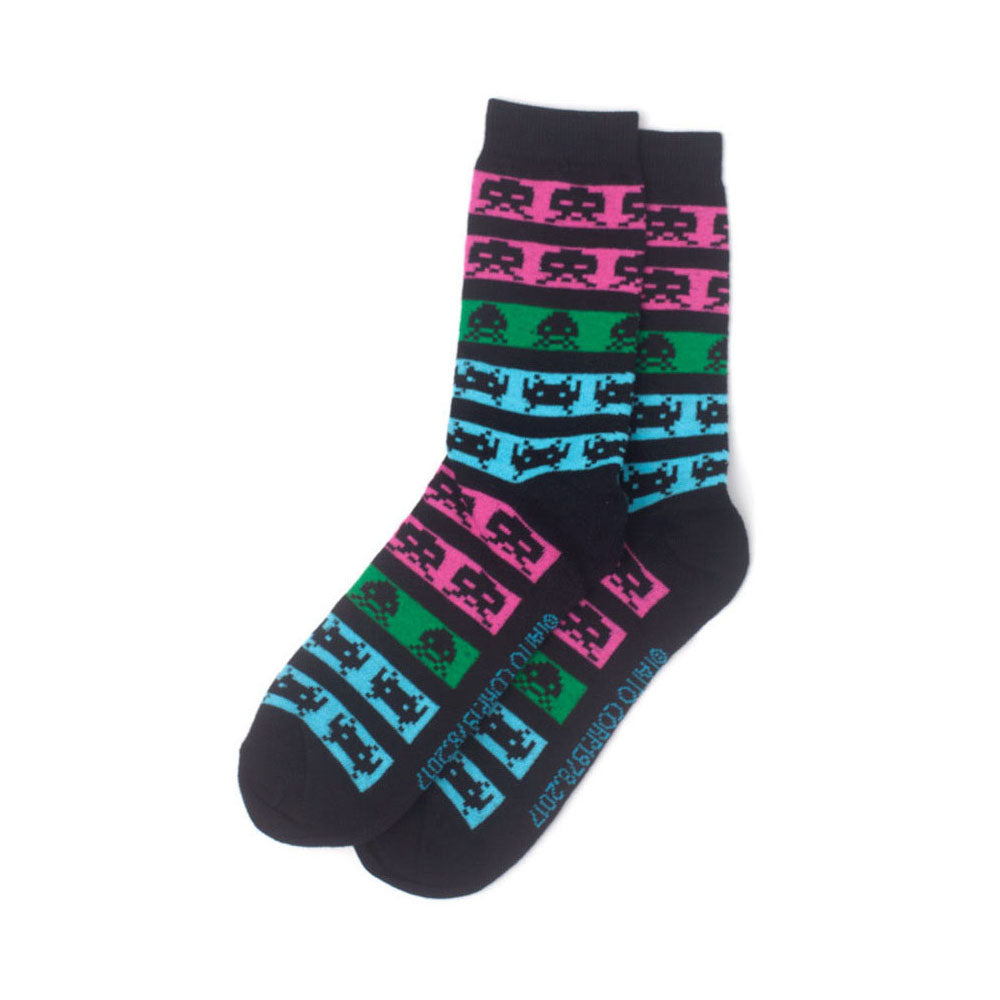 SPACE INVADERS Neon Colours Crew Socks