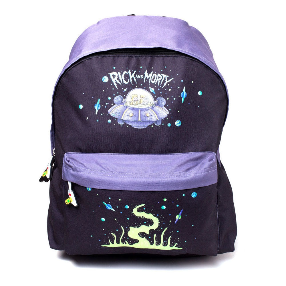 RICK AND MORTY Spaceship Print Backpack, Black/Purple (BP537132RMT)