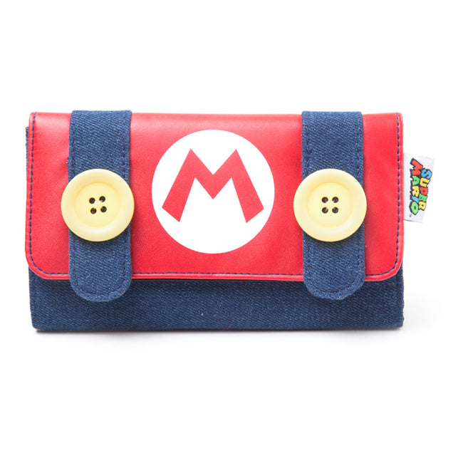 NINTENDO Super Mario Bros. Mario Demin Style Purse Wallet with Big Buttons