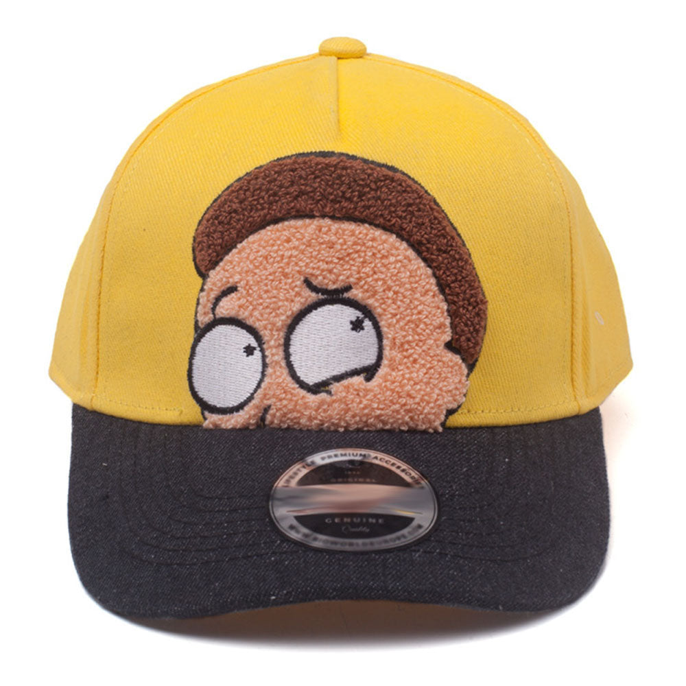 RICK AND MORTY Morty Chenille Embroidered Curved Bill Cap, Yellow/Black (BA518313RMT)