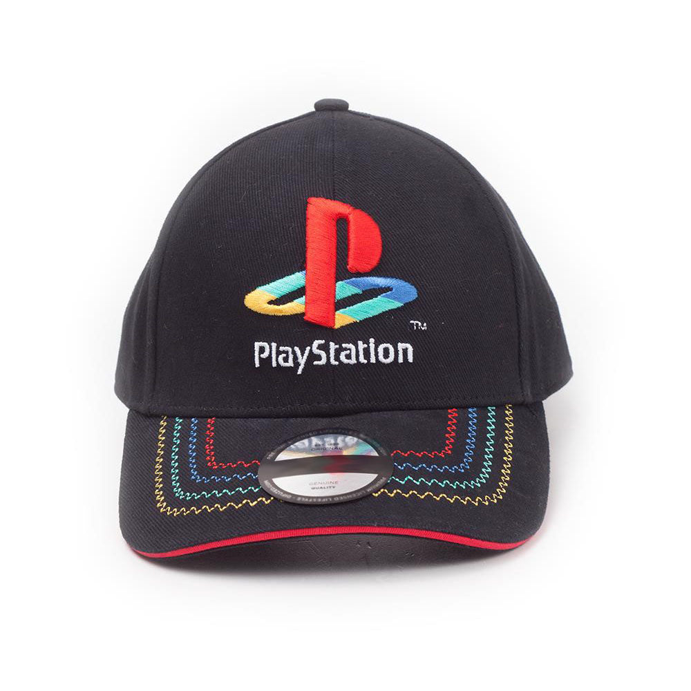 SONY Playstation Embroidered Retro Logo Adjustable Cap, Unisex, Black/Red (BA271584SNY)