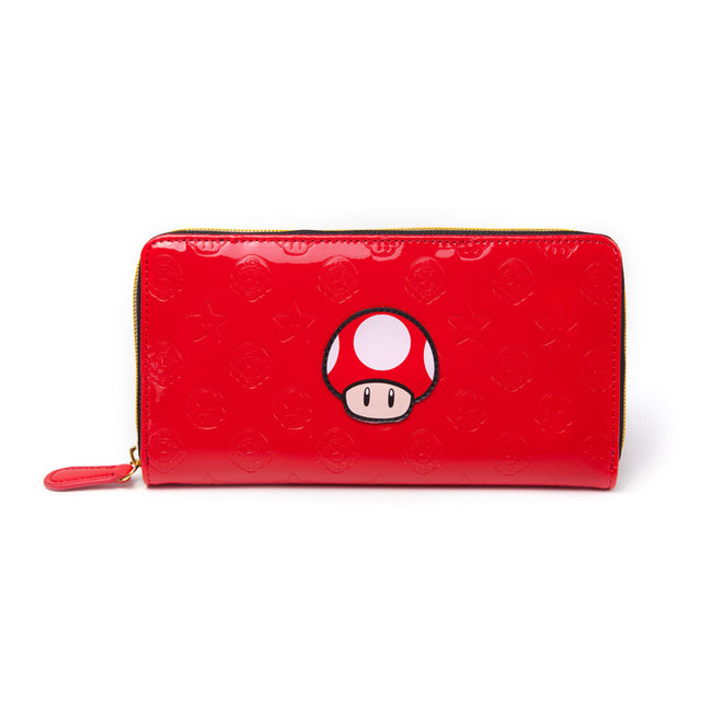 NINTENDO Super Mario Bros. Red Mushroom All-around Zipper Purse Wallet