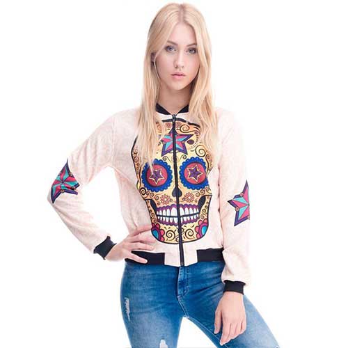 Mexican Sugar Skull Bomber Jacket