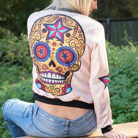 Mexican Sugar Skull Bomber Jacket