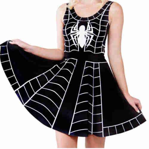 Black Spider Skater Dress