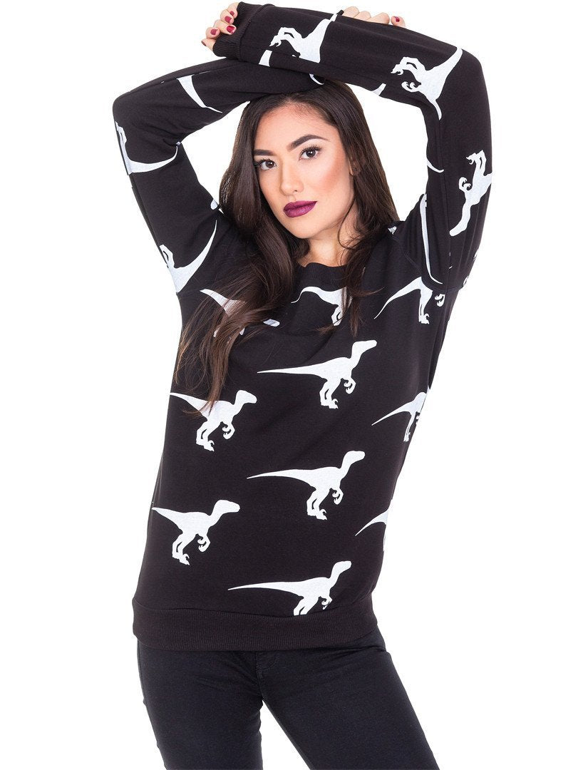 Black Raptor Print Sweatshirt