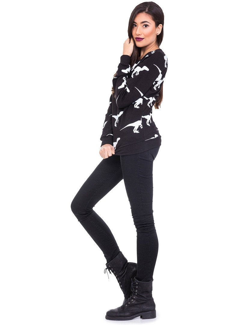 Black Raptor Print Sweatshirt