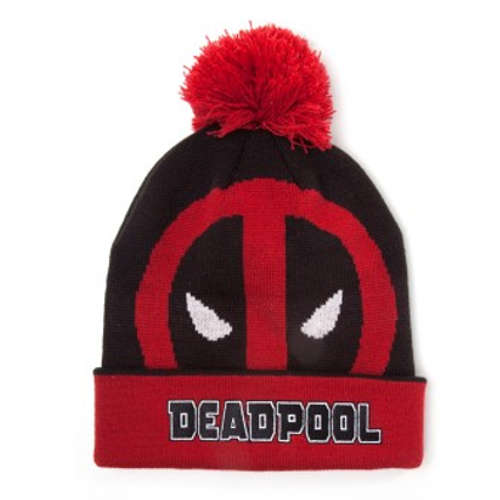 Deadpool Face Roll-up Cuffed Beanie with Pompom