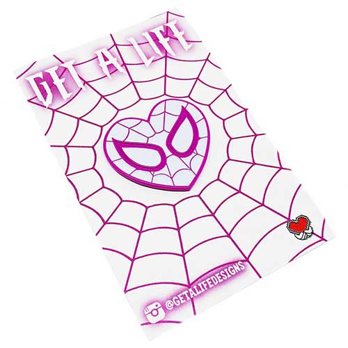 SPIDEY LOVE - Pink & White Spider-Gwen Heart Enamel Pin