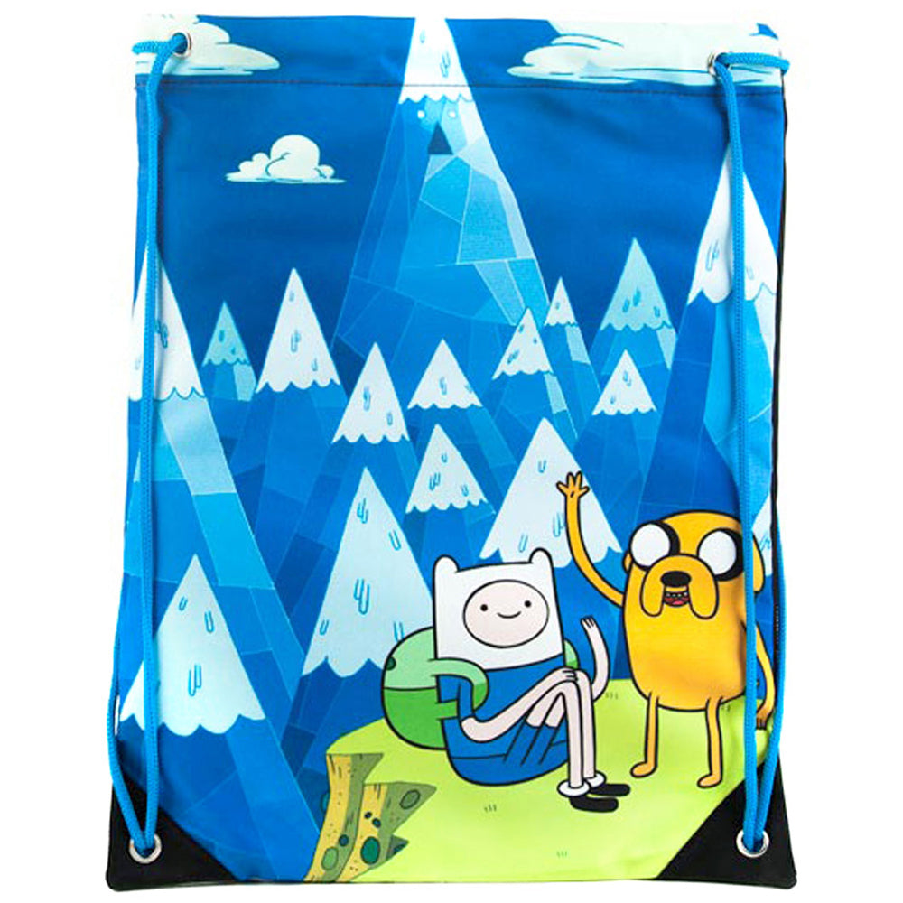 ADVENTURE TIME Jake and Finn Blue Mountain Drawstring Gym Bag, Blue