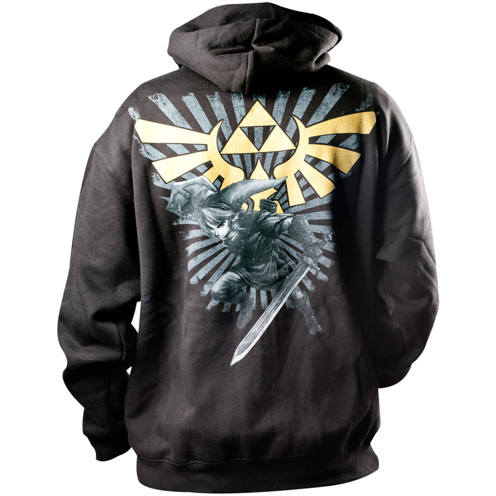 NINTENDO Legend of Zelda Classic Hoodie with Grey/Gold Zelda Back Design
