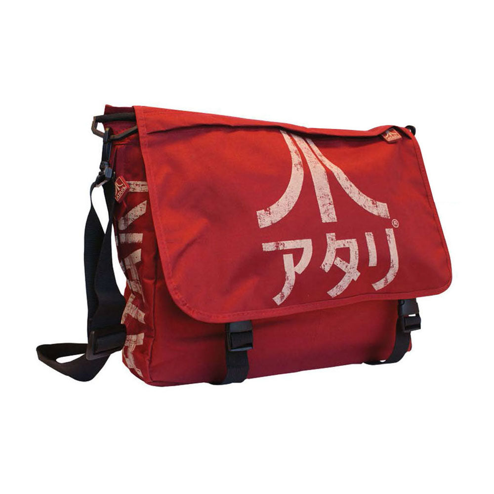 ATARI Messenger Bag with Japanese Logo, Crimson Red