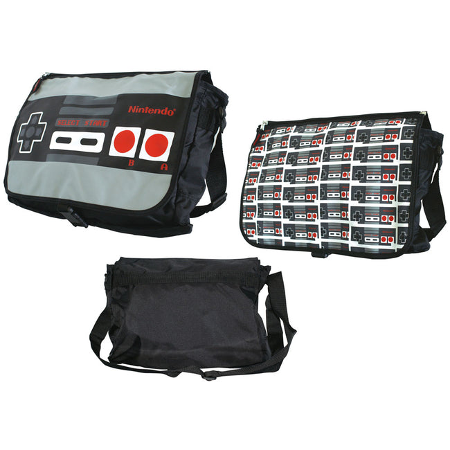 NINTENDO Original Classic Controller Reversible Flap Messenger Bag, Black (MB126894NTN)