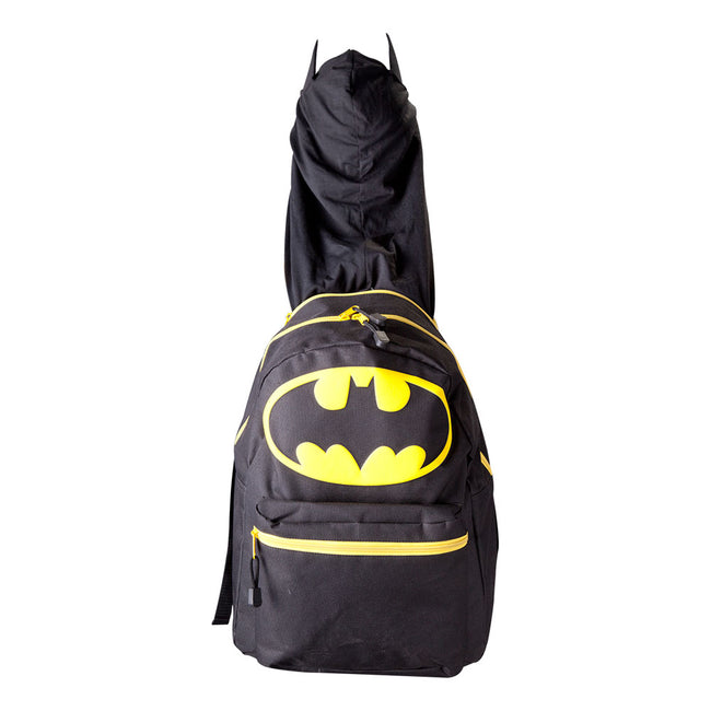 DC COMICS Batman Big Logo with Integrated Hood Backpack, Black (BP046SBTM)