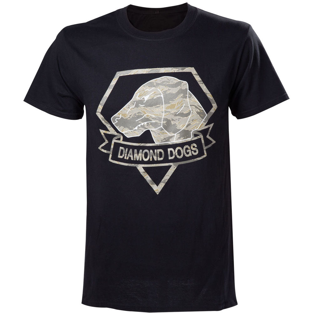 METAL GEAR SOLID Men's The Phantom Pain Diamond Dogs Camouflage Logo T-Shirt, Large, Black (TSLV0011MGS-L)