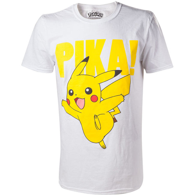 POKEMON Pikachu Pika! Raised Print Men's T-Shirt, Extra Extra Large, White (TS408066POK-2XL)
