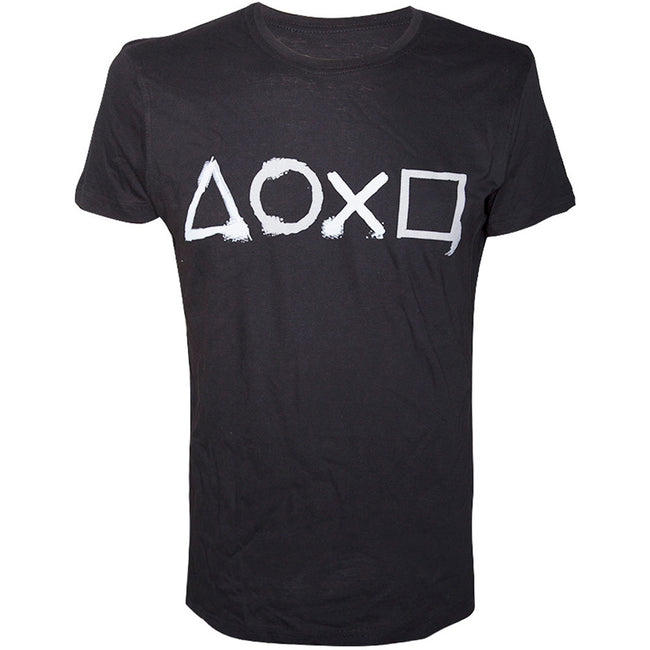 SONY Playstation Spray Painted Buttons Men's T-Shirt, Medium, Black (TS240003SNY-M)