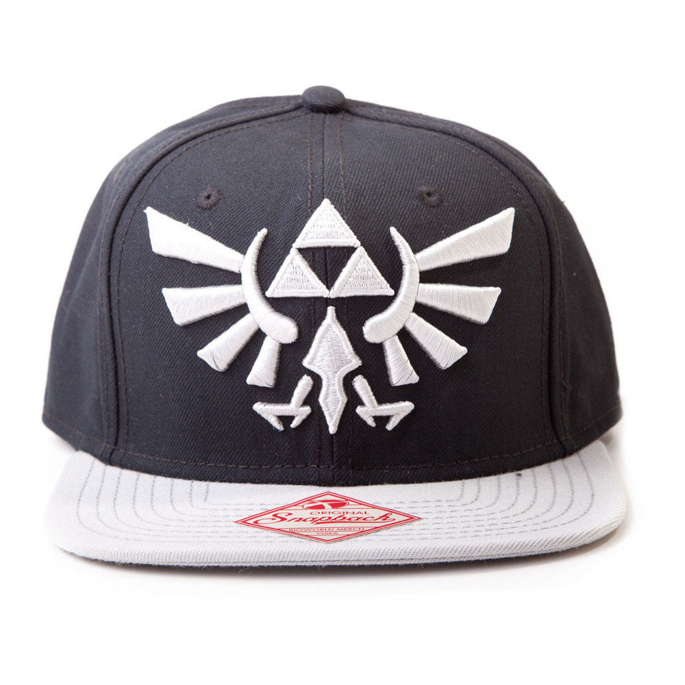 NINTENDO Legend of Zelda Twilight Princess Embroidered Royal Crest Logo Snapback Baseball Cap, One Size, Black/Grey (BA180123NTN)
