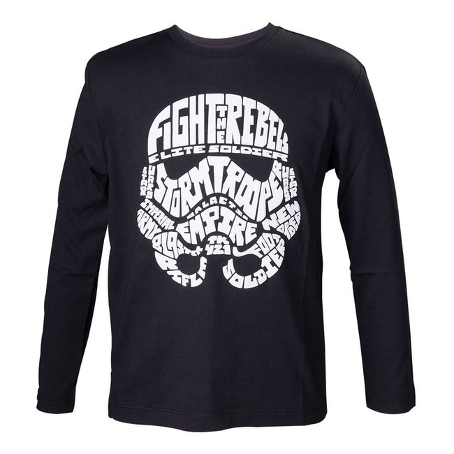 STAR WARS Kids Unisex Stormtrooper Word Play Long Sleeved T-Shirt, 110/116, Black (TSY11991STW-110/116)
