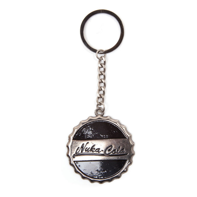 FALLOUT 4 Nuka Bottle Cap Metal Keychain, One Size, Silver/Black