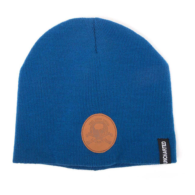 UNCHARTED 4 Pro Devs Qvod Licentia Patch Cuffless Beanie, One Size, Blue (KC061010UNC)