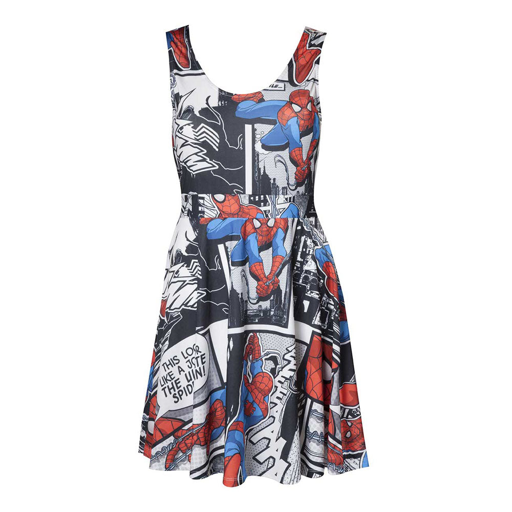 MARVEL COMICS Ultimate Spider-Man Woman's Colourised Comic Strip Sleeveless Dress