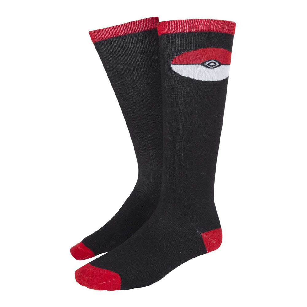 POKEMON Woman's Pokemon Ball Knee High Socks, One Size, Black/Red