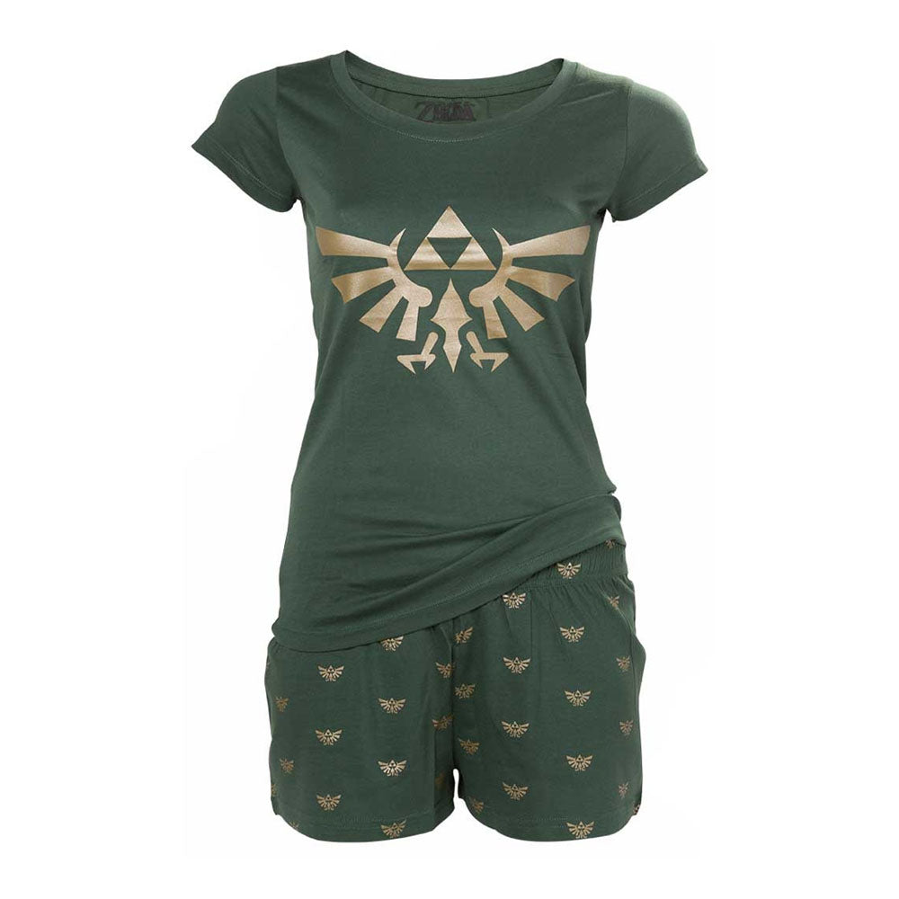 NINTENDO Legend of Zelda Hyrule Royal Crest Shortama Nightwear Set, Extra Extra Large, Green (SI180802ZEL-2XL)