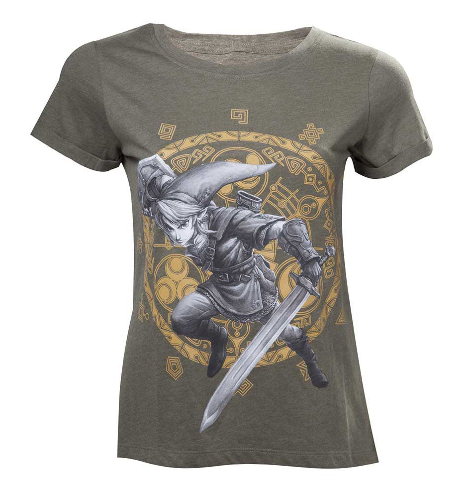 NINTENDO Legend of Zelda Woman's Link at the Gate of Time T-Shirt, Extra Large, Military Green