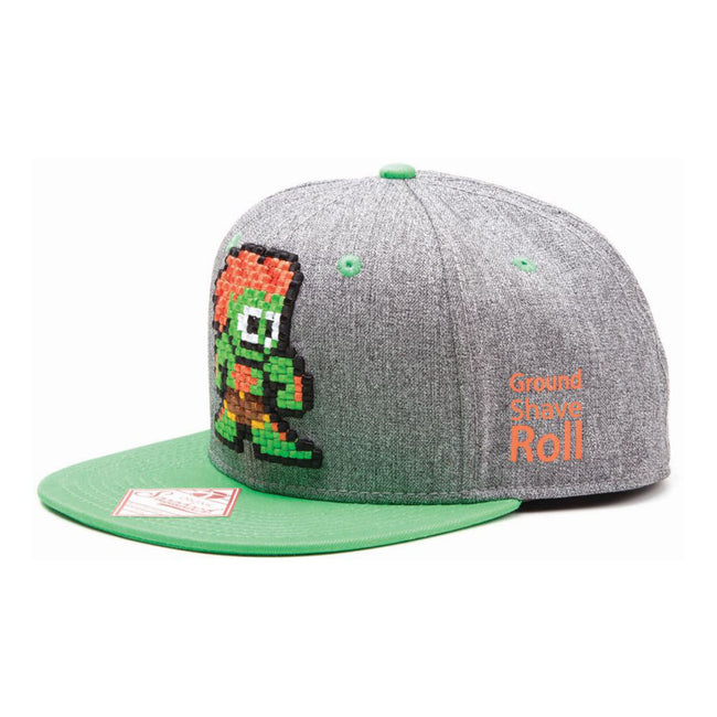 CAPCOM StreetFighter Pixelated Retro Blanka Character Snapback Baseball Cap, One Size, Grey/Green