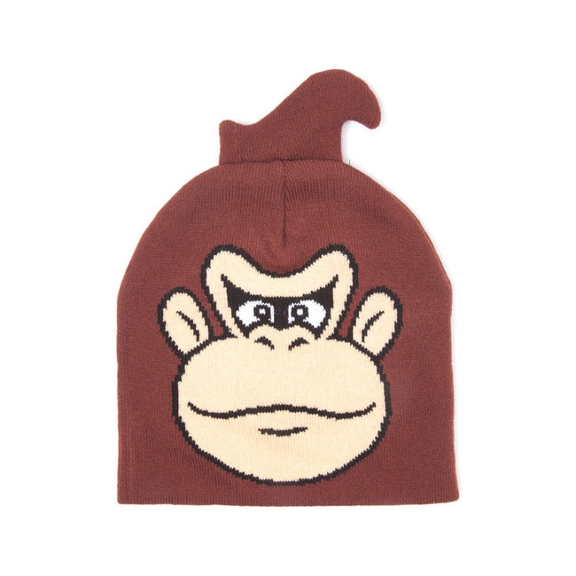 NINTENDO Donkey Kong Face Cuffless Beanie, One Size, Brown