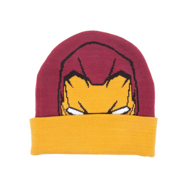 MARVEL COMICS Captain America: Civil War Knitted Iron Man Pattern Cuffed Beanie, One Size, Multi-colour