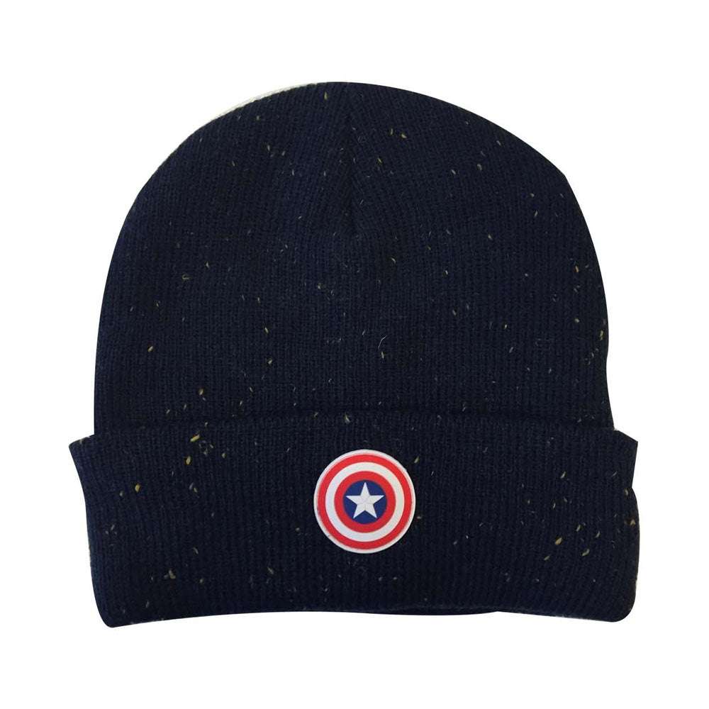 MARVEL COMICS Captain America: Civil War Cap Shield Logo Patch Cuffed Beanie, One Size, Black