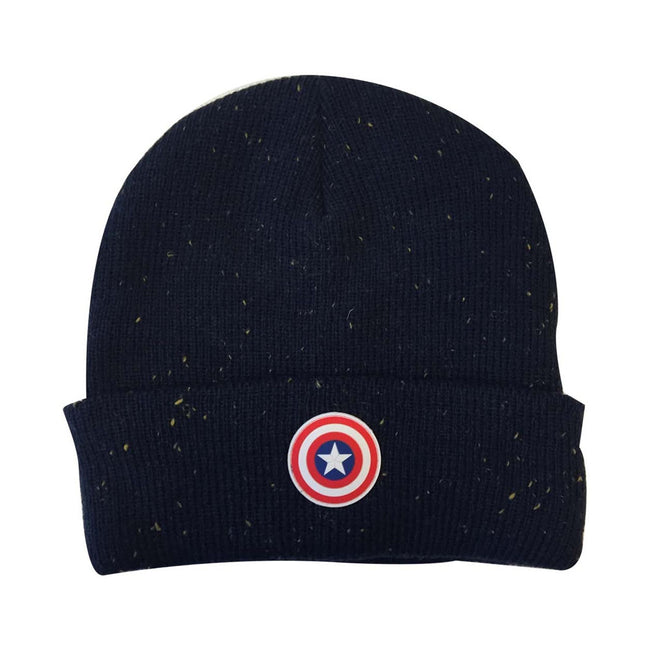 MARVEL COMICS Captain America: Civil War Cap Shield Logo Patch Cuffed Beanie, One Size, Black