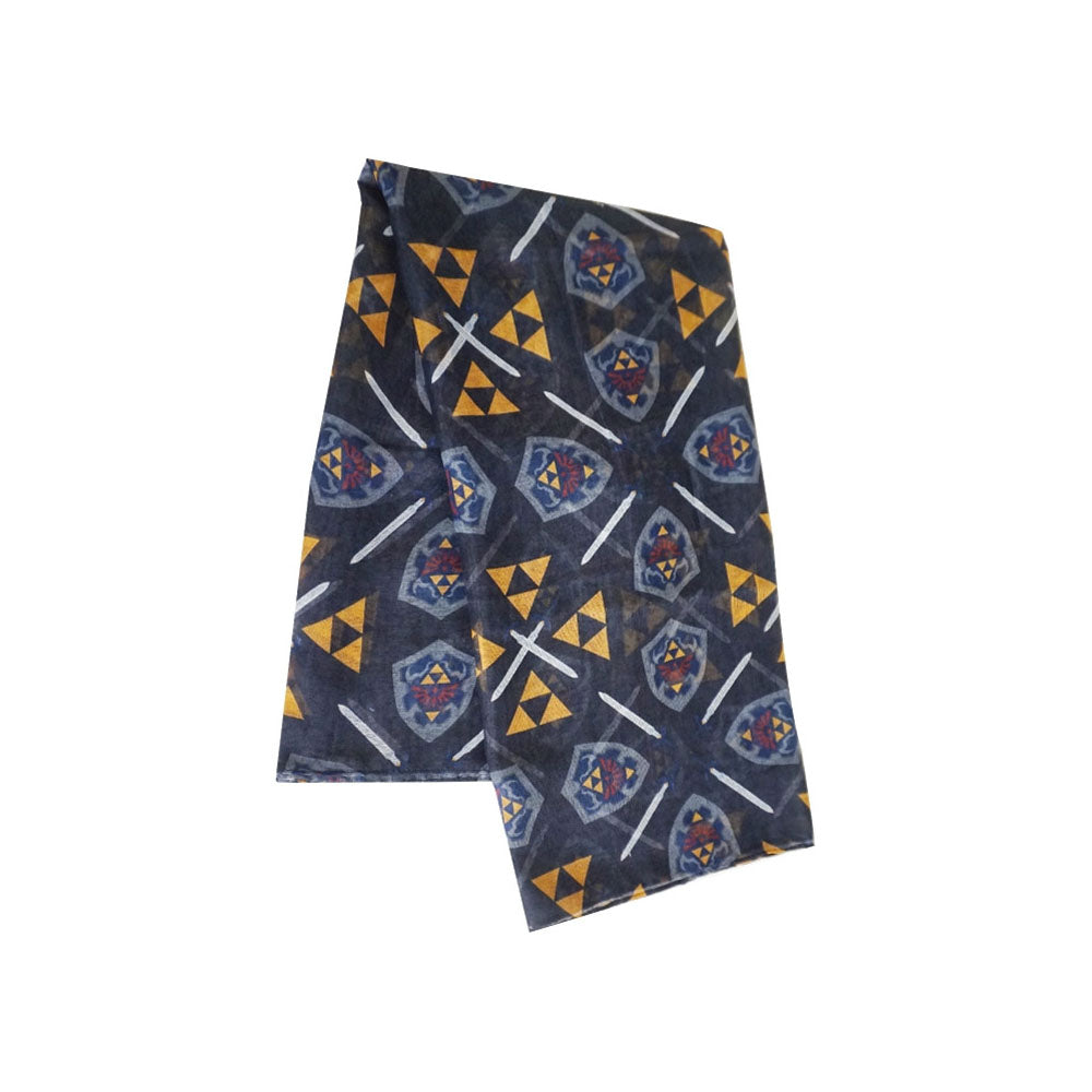 NINTENDO Legend of Zelda Woman's All-over Hylian Shield and Triforce Emblem Fashion Scarf, One Size, Multi-colour