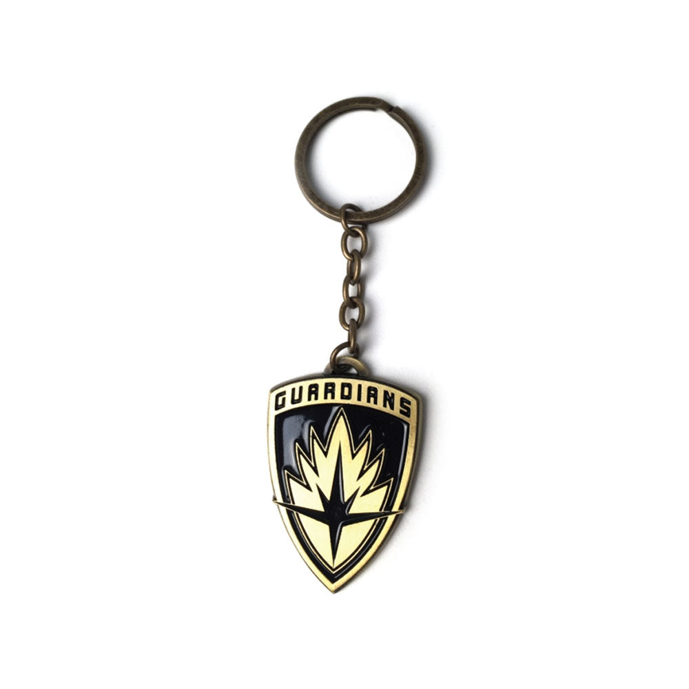 MARVEL COMICS Guardians of the Galaxy Vol. 2 Guardians Logo Metal Shield Keychain, One Size, Black/Gold (KE109107GOG)