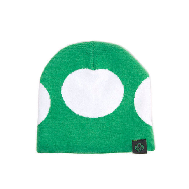 NINTENDO Super Mario Bros. Green Mushroom Cuffless Beanie, One Size, Green/White (KC180212NTN)